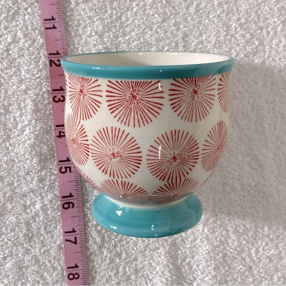 The Pioneer  Woman Starburst Footed Hot Chocolate Coffee Cup Mug Turquoise Red - Picture 8 of 8